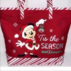 Disney Parks Christmas Canvas Tote Bag Candy Strip